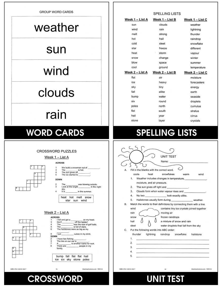 Weather Words: Sleet, Hail, Snow, Rain & Wind Gr. 1-3 - print book