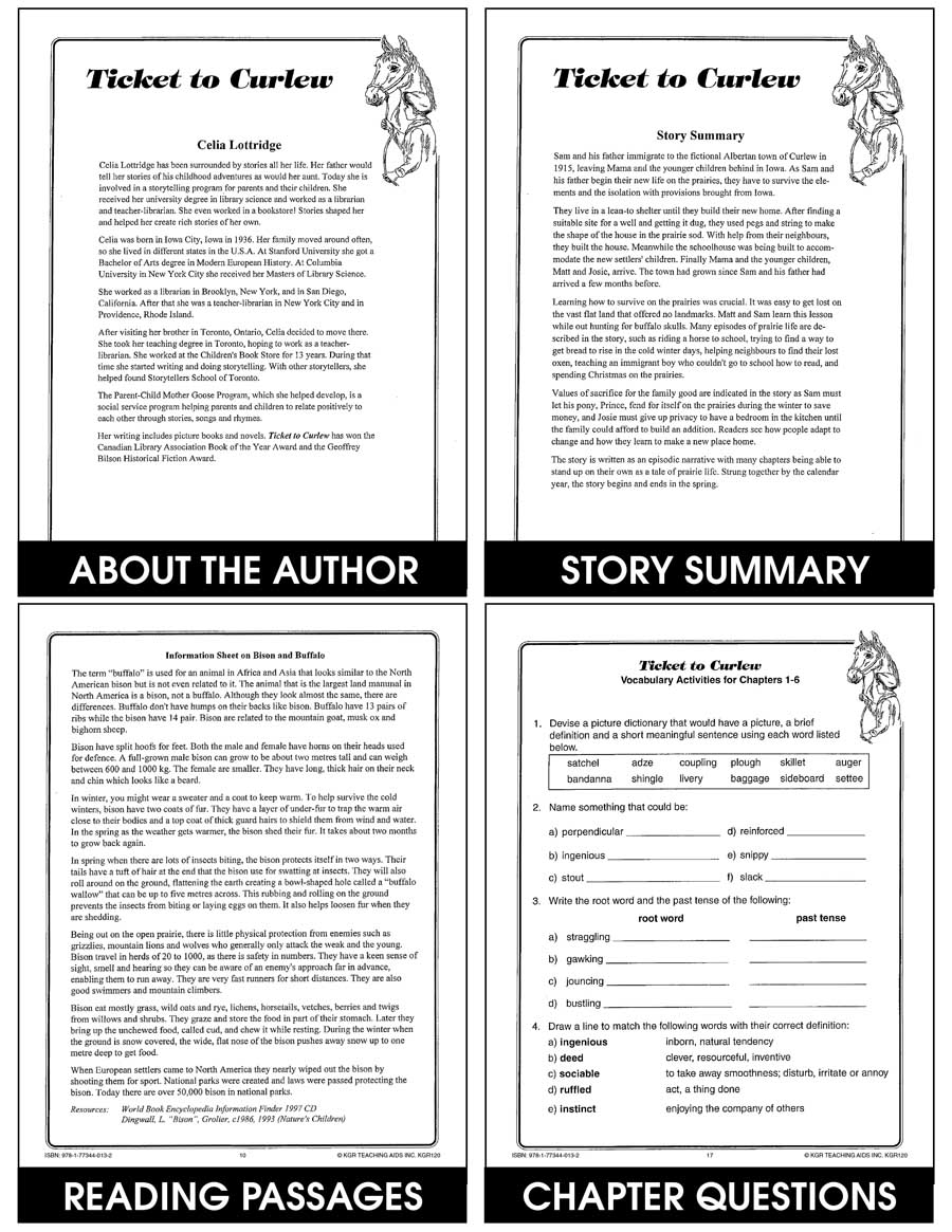 TICKET TO CURLEW NOVEL STUDY Gr. 4-8 - eBook