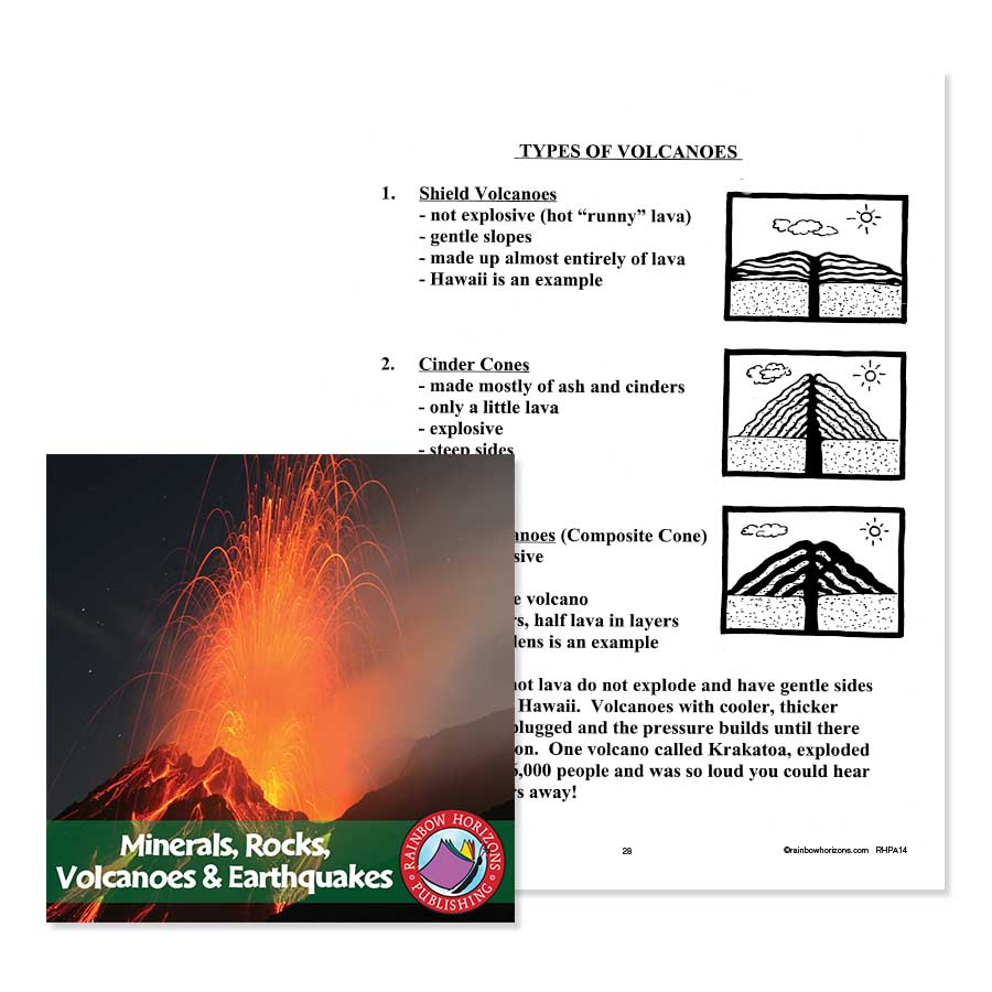 Minerals, Rocks, Volcanoes & Earthquakes: Types of Volcanoes Gr. 4-7 - WORKSHEET - eBook