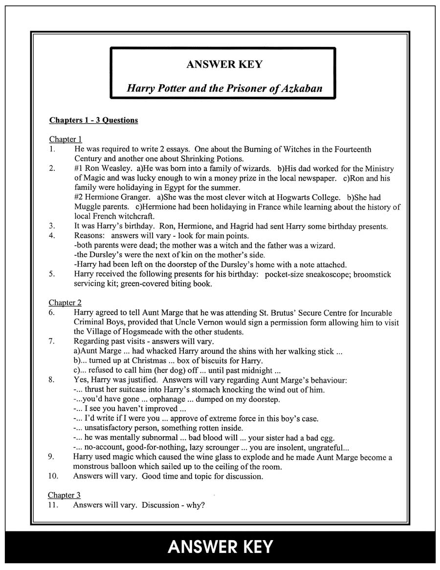 Harry Potter and the Prisoner of Azkaban (Novel Study) Gr. 4-8 - CHAPTER SLICE - eBook